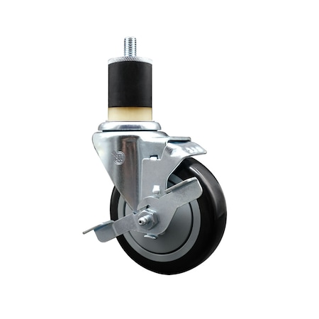 Service Caster 4'' SS Black Poly Swivel 1-7/8'' Expanding Stem Caster with Brake SCC-SSEX20S414-PPUB-BLK-TLB-178